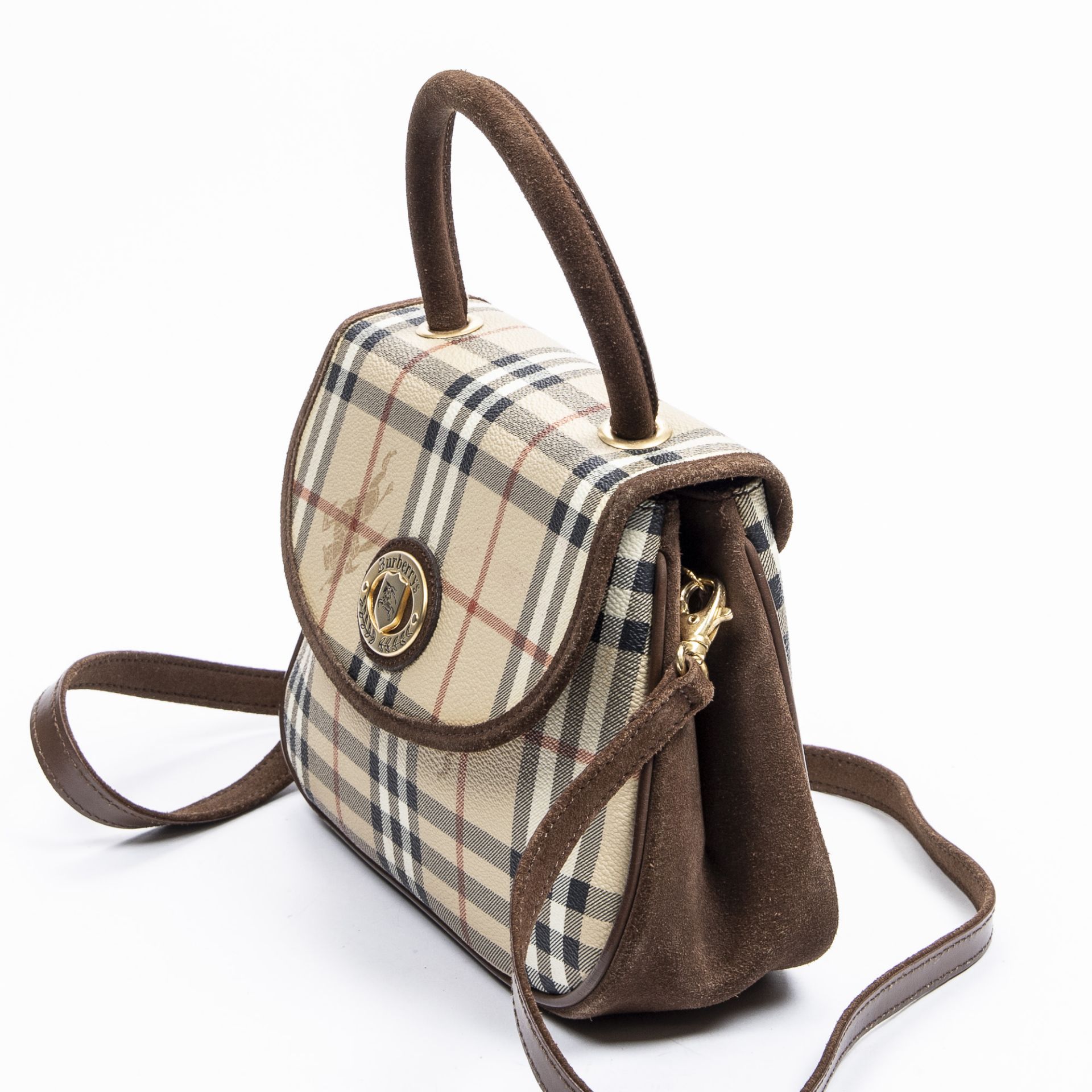 RRP £775.00 Lot To Contain 1 Burberry Coated Canvas Vintage Burberrys Top Handle Crossbody Flap - Image 2 of 4