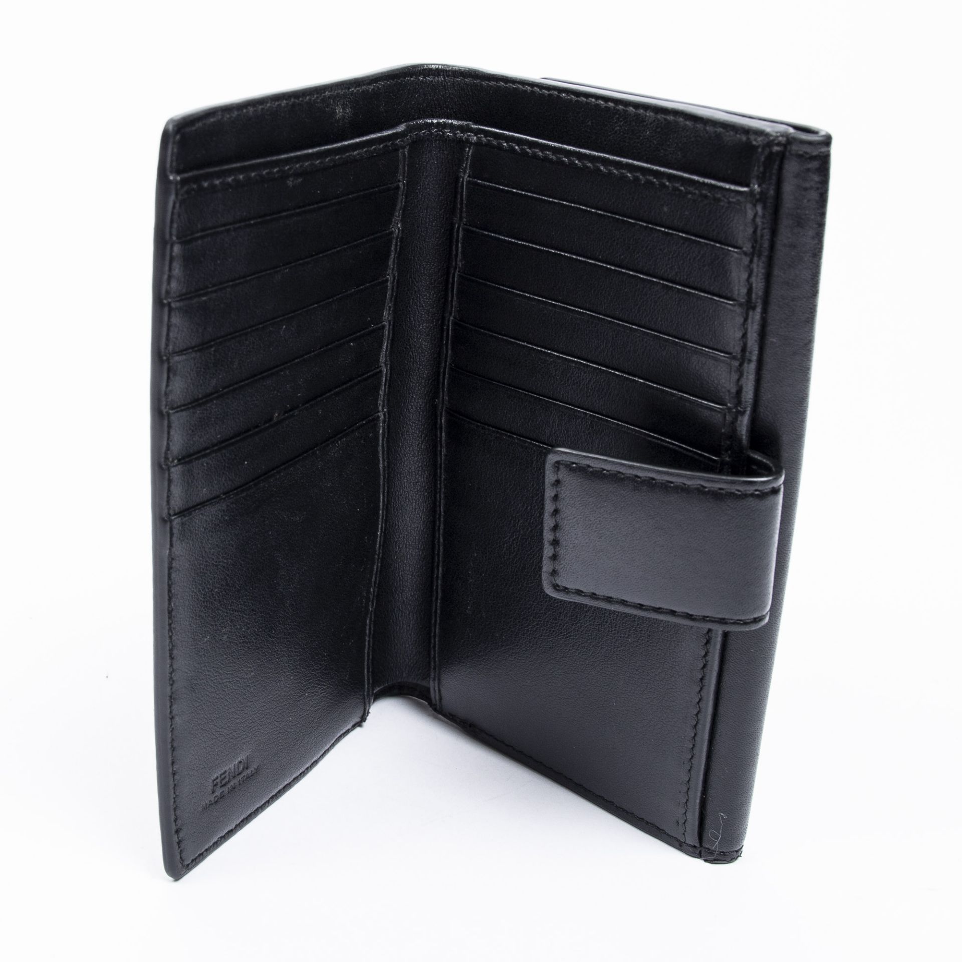 RRP £750.00 Lot To Contain 1 Fendi Calf Leather Stud Compact Trifold Wallet In Black - 15*9*2cm - - Image 3 of 3