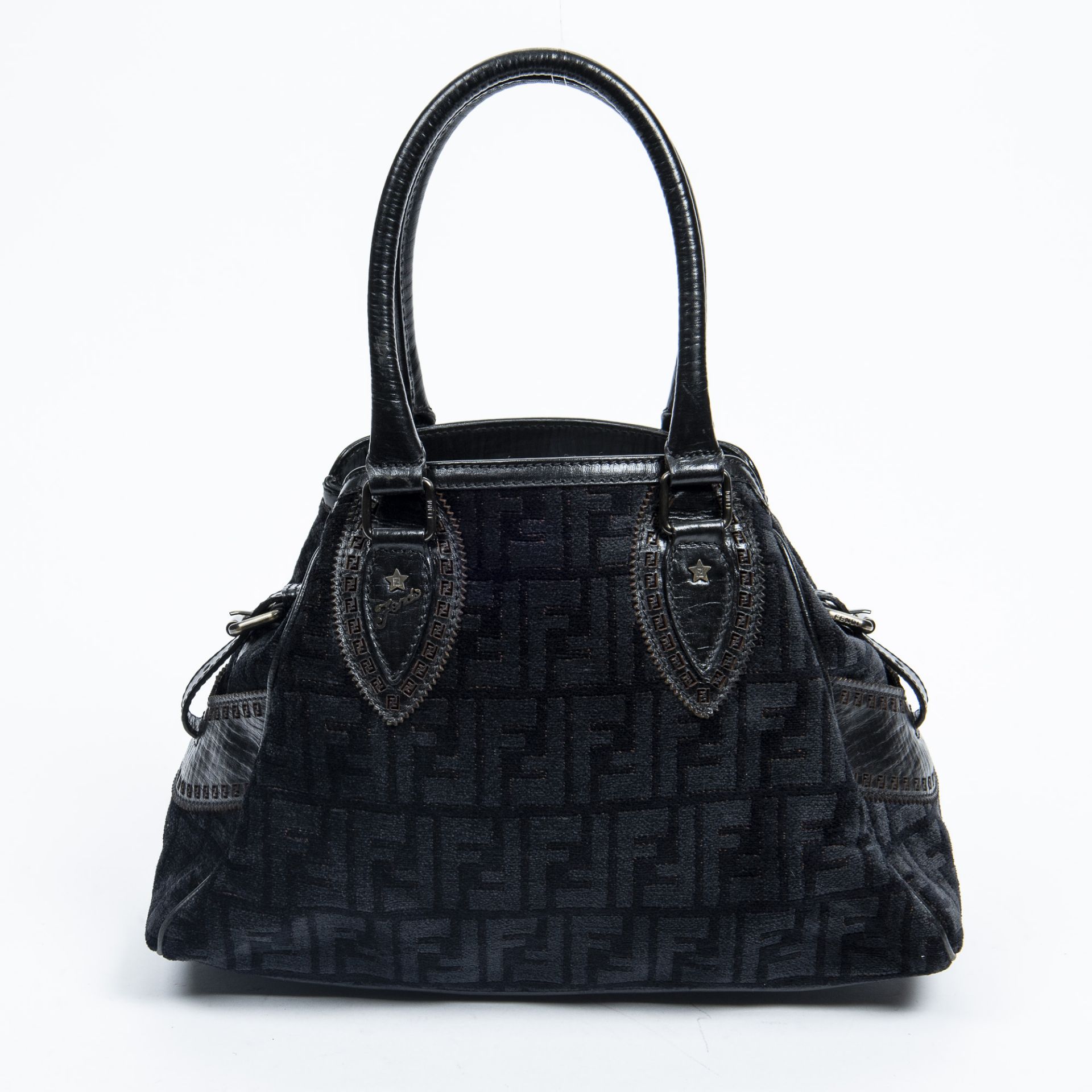 RRP £945.00 Lot To Contain 1 Fendi Canvas Du Jour Bag Handbag In Black - 31*23*13cm - A -