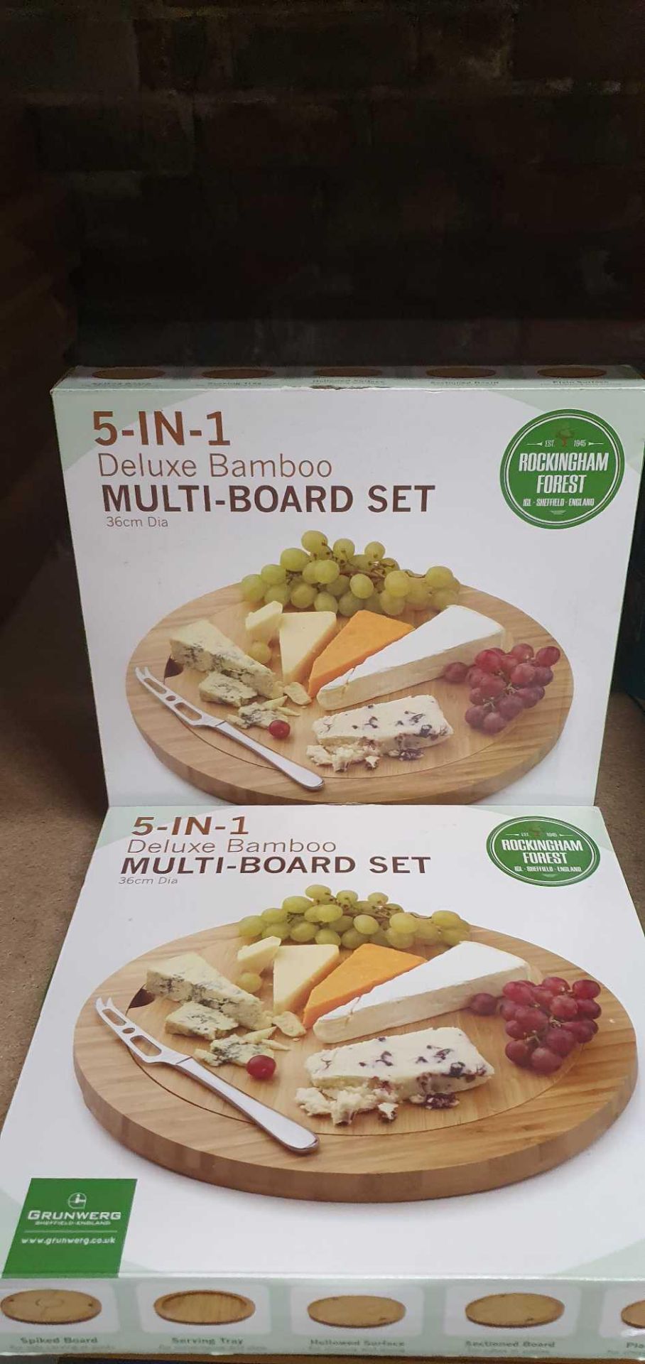 RRP £120 Lot To Contain 2X Boxed Sealed 5-In-1 Deluxe Bamboo Multi-Board Set, Round (Aj) - Image 2 of 3