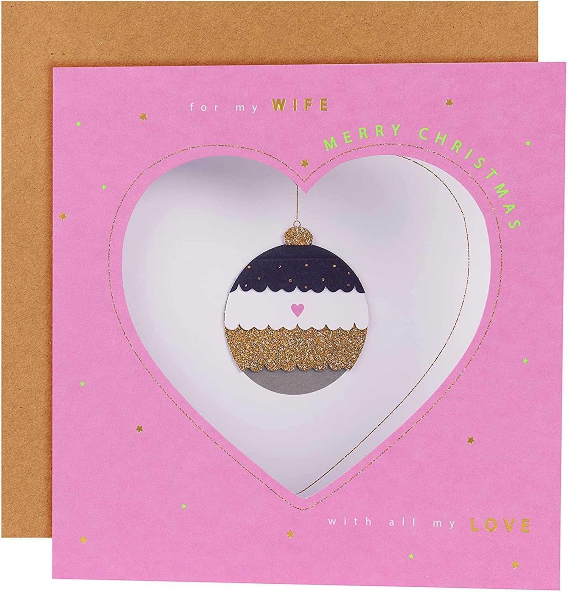 RRP £570 Brand New And Sealed (200 Items) Christmas Card For Wife From Hallmark - 3D Effect Bauble D