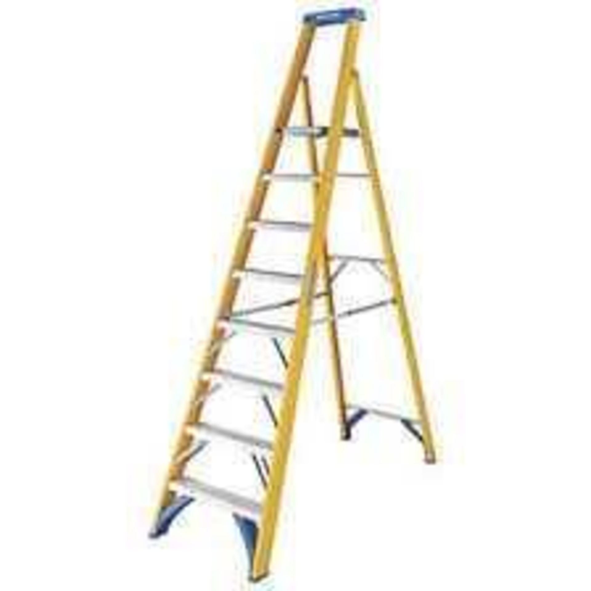 RRP £165 Lot To Contain 1X Bagged Werner Fibreglass 8-Treads Platform Stepladder (Aj)