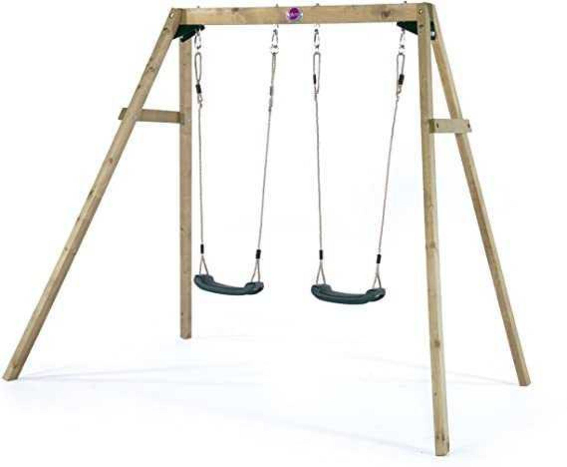 RRP £180 Lot To Contain 1 x pallet with a Plum Wooden Garden Double Swing Set
