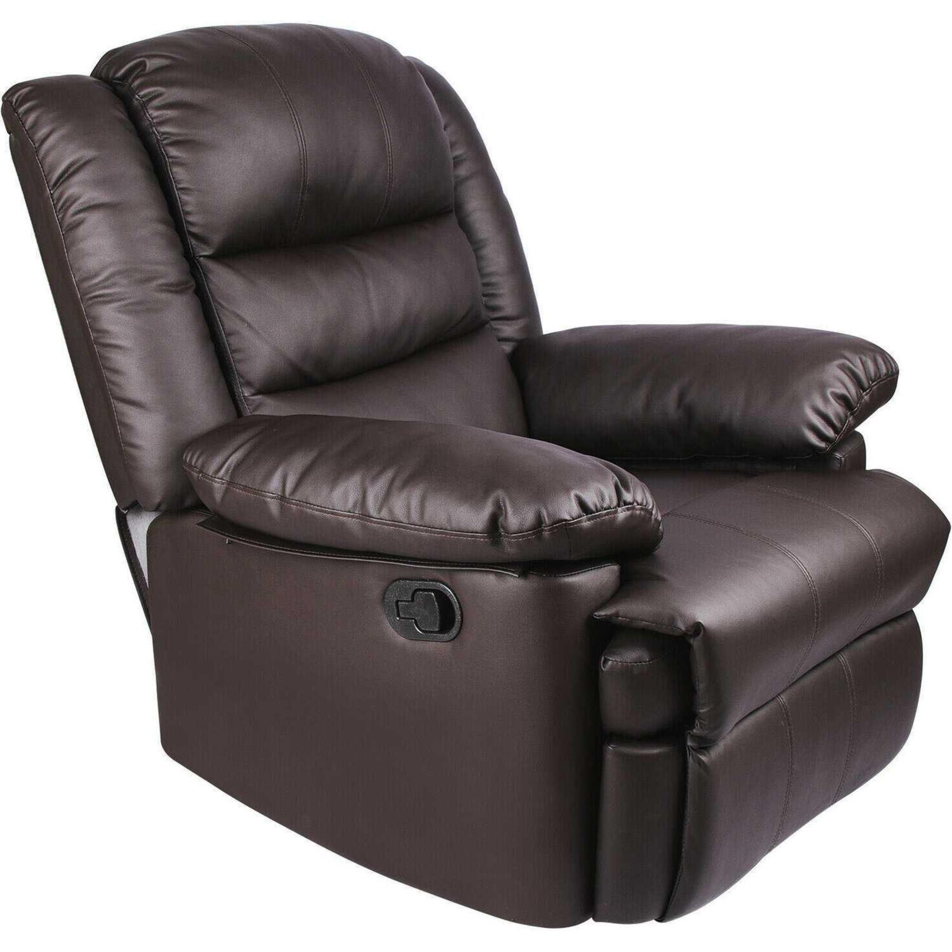 RRP £280 Lot To Contain 2X Boxed Mieres Adjustable Leather Recliner Chair Brown (Aj)