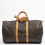 RRP £1060 AB Brown Louis Vuitton Keepall Coated Canvas Monogram Canvas 50*26*22cm 50*26*22cm AAT3739