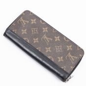 RRP £566 A Brown/Black Louis Vuitton Zippy Wallet Vertical Coated Canvas Monogram Macassar 10*20*2cm