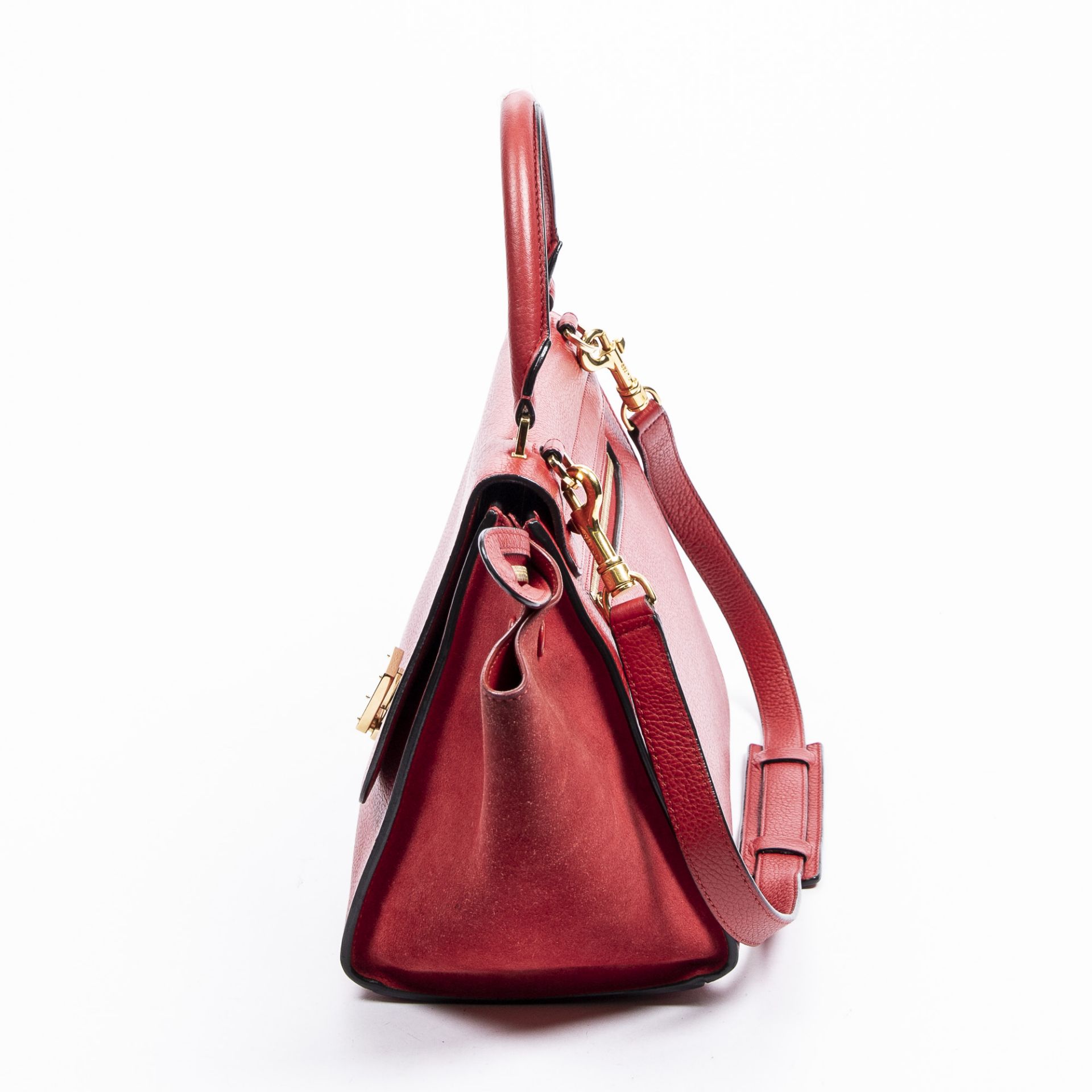 RRP £1200 A Red Celine Small Trapeze Bag Calf Leather Grained Leather 26*20*12cm 26*20*12cm AAR6690 - Image 3 of 7