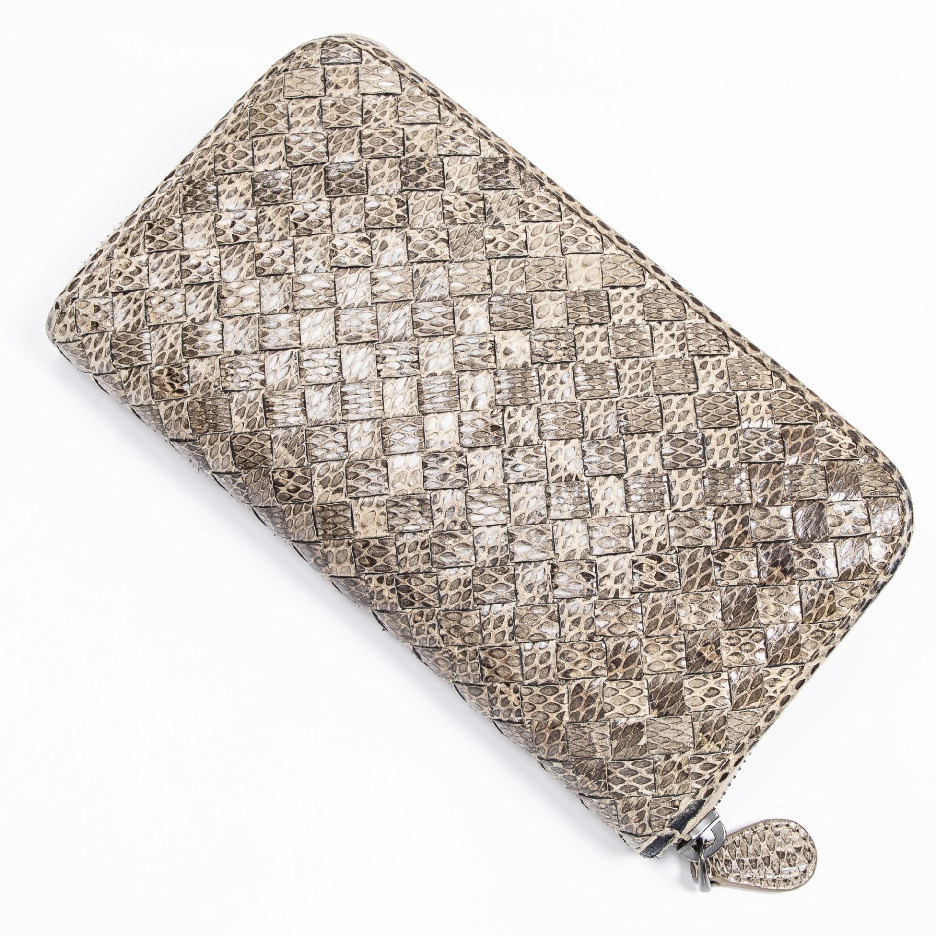 RRP £700 A Bronze Bottega Veneta Zip Around Wallet Calf Leather Python Embossed Intrecciato Leather - Image 2 of 3