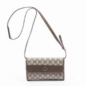 RRP £1,070.00 Lot To Contain 1 Gucci Coated Canvas Small Flap Crossbody Shoulder Bag In Beige/
