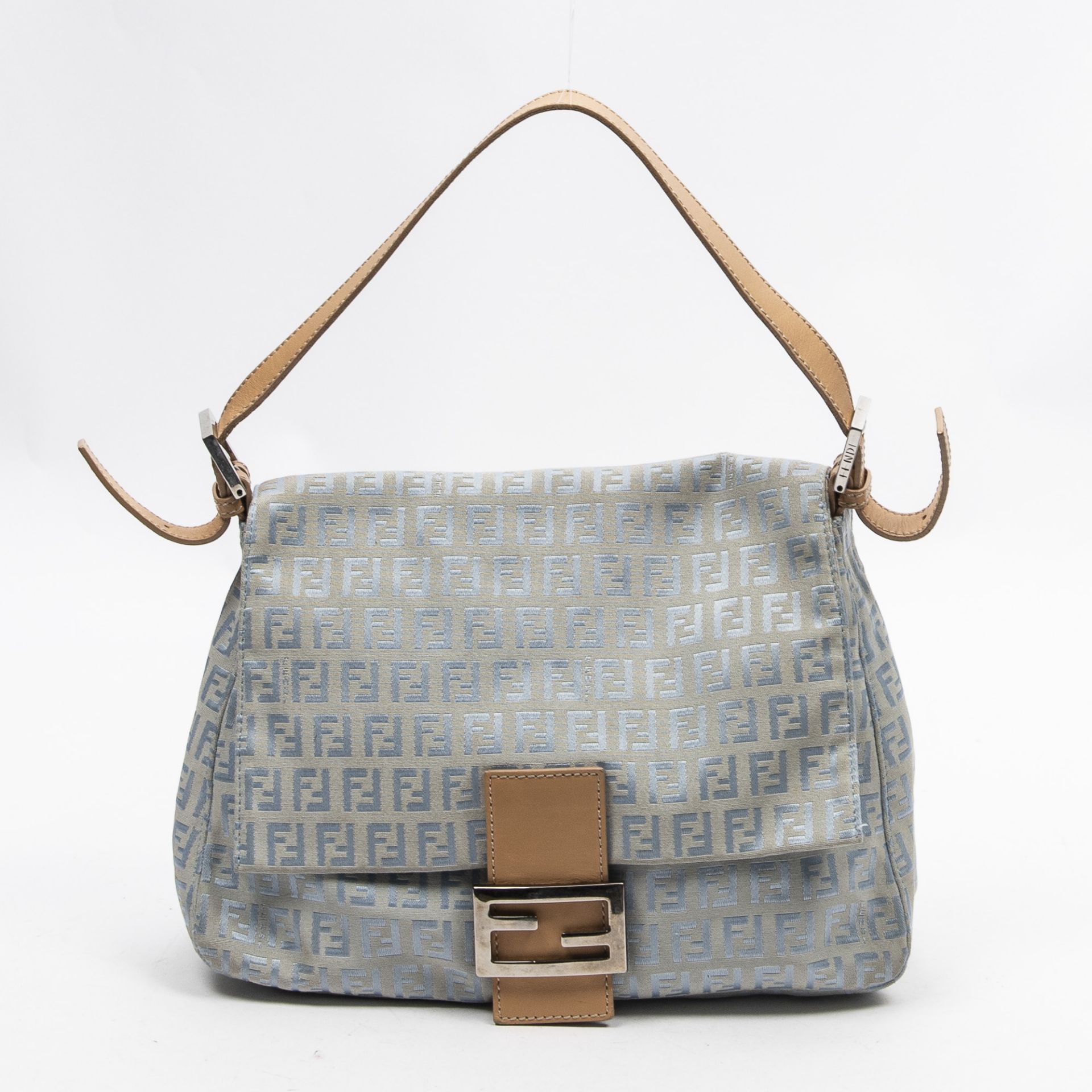 RRP £1,000.00 Lot To Contain 1 Fendi Canvas Mamma Forever Shoulder Bag In Light Blue/Beige - 29*19*