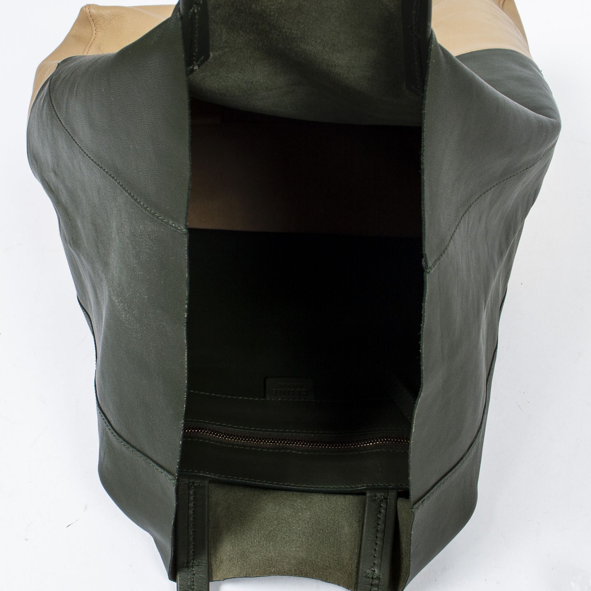 RRP £845 A Army Green/Nude Celine Two-Toned Cabas Tote Calf Leather Small Grained Leather 30*40*3cm - Image 6 of 6