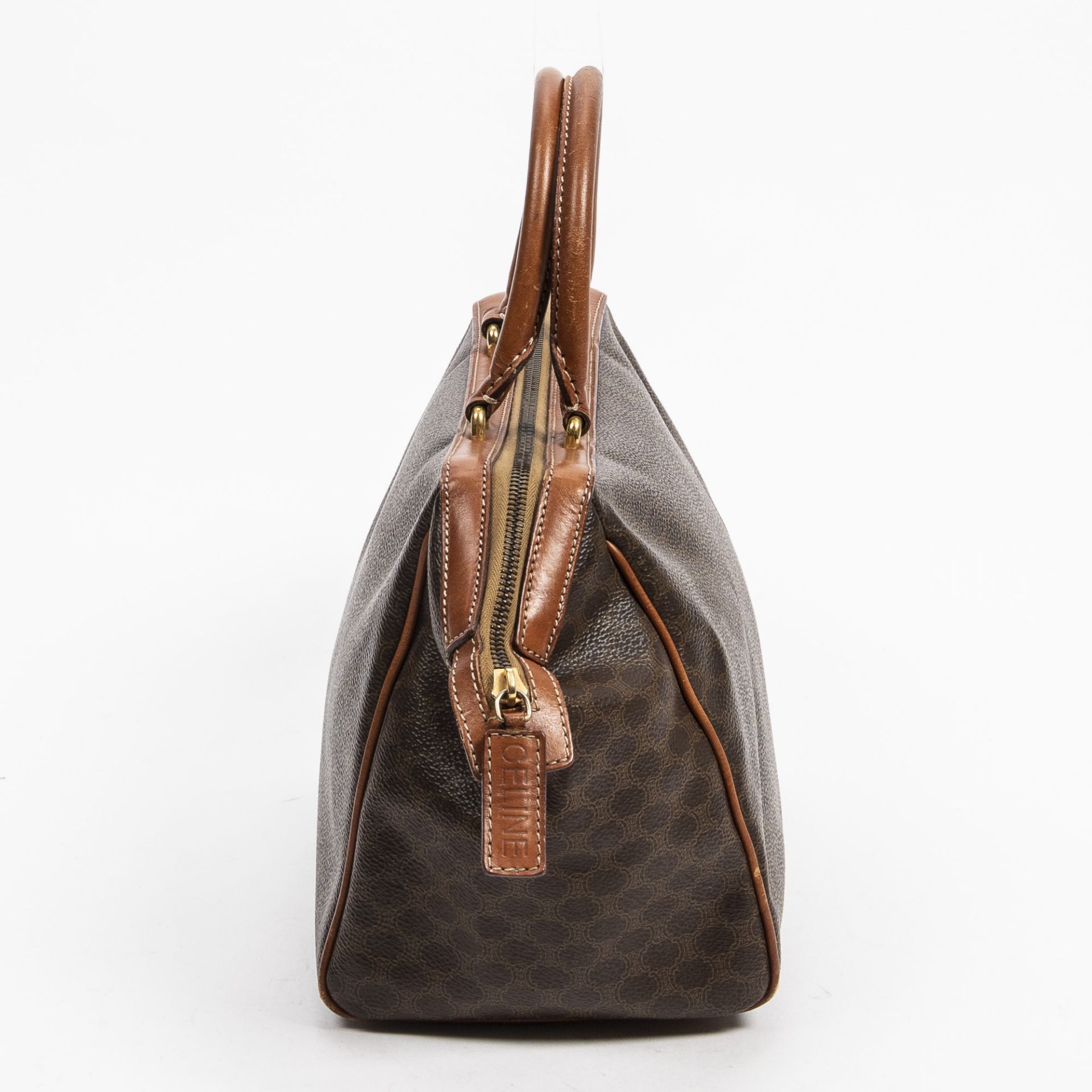 RRP £750 AB Brown Celine Vintage Small Boston Coated Canvas Macadam Coated Canvas 28*20*16cm 28*20*1 - Image 3 of 3