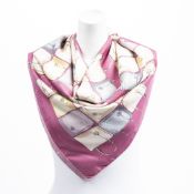 RRP £825.00 Lot To Contain 1 Dior Silk Bag Print Scarf In Pink/Beige/Grey - 90*90cm - A - AAQ9526 (