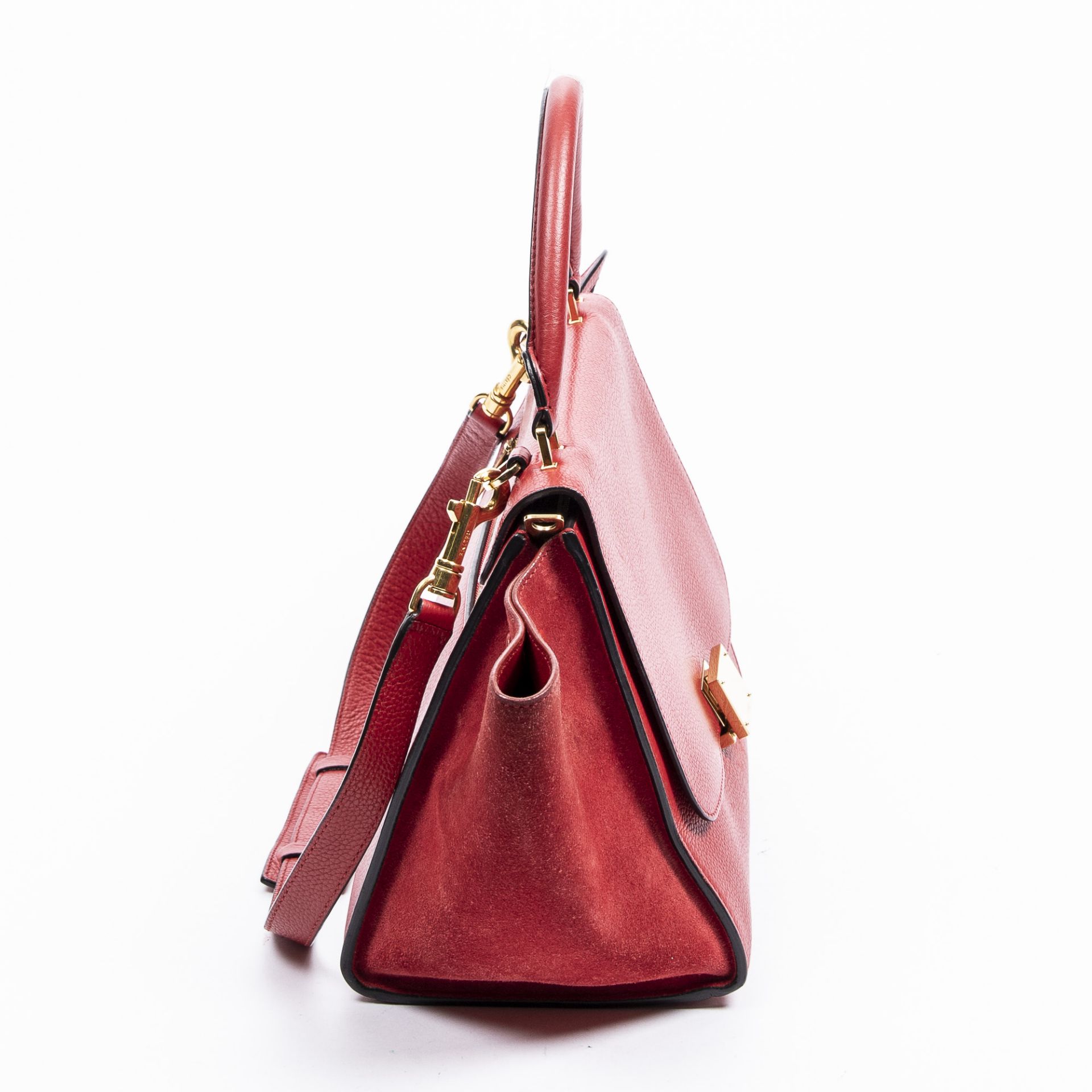 RRP £1200 A Red Celine Small Trapeze Bag Calf Leather Grained Leather 26*20*12cm 26*20*12cm AAR6690 - Image 4 of 7