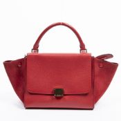 RRP £1200 A Red Celine Small Trapeze Bag Calf Leather Grained Leather 26*20*12cm 26*20*12cm AAR6690