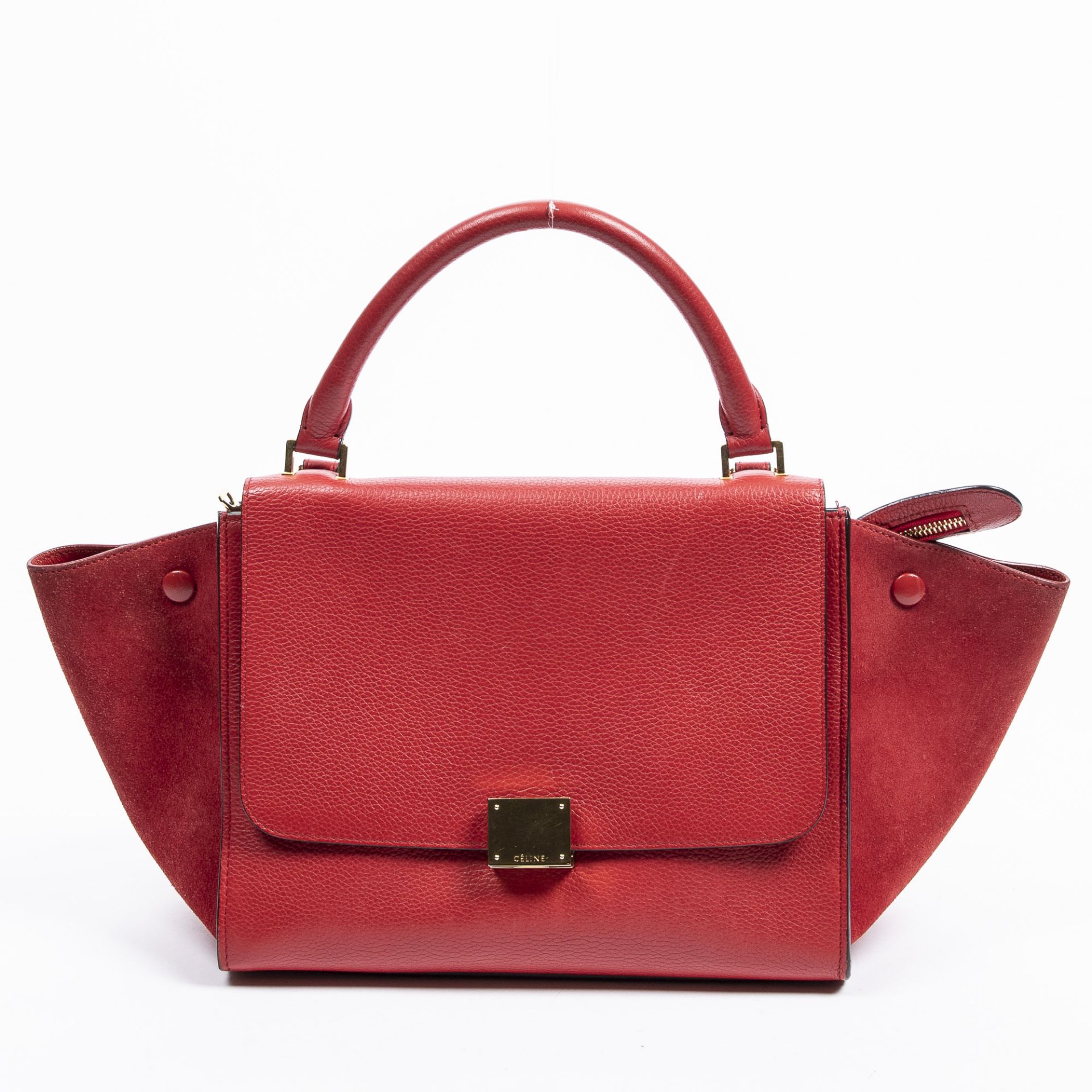RRP £1200 A Red Celine Small Trapeze Bag Calf Leather Grained Leather 26*20*12cm 26*20*12cm AAR6690