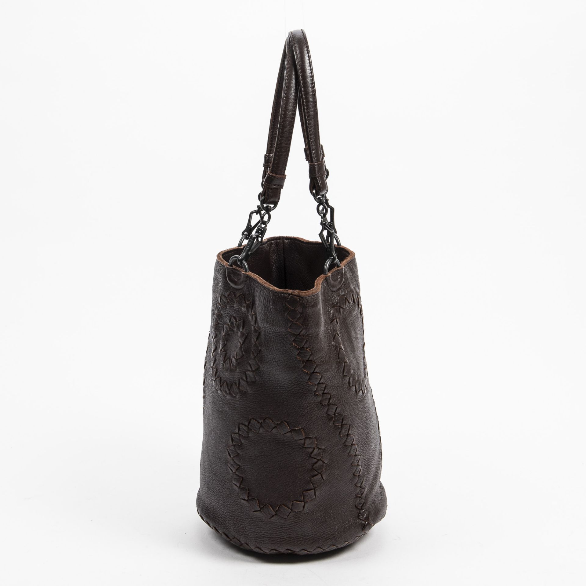 RRP £1000 A Dark Brown Bottega Veneta Bucket Tote Calf Leather Grained/Intrecciato Leather 22*27*19c - Image 3 of 3