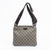 RRP £1,125.00 Lot To Contain 1 Gucci Coated Canvas Small Messenger Bag Shoulder Bag In Beige/Dark