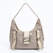 RRP £1,050.00 Lot To Contain 1 Fendi Canvas Sweety Hobo Shoulder Bag In Beige/Lilac - 29*18*9cm -