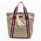 RRP £1,050.00 Lot To Contain 1 Gucci Canvas Web Medium Tote Shoulder Bag In Beige - 34*36*13cm -