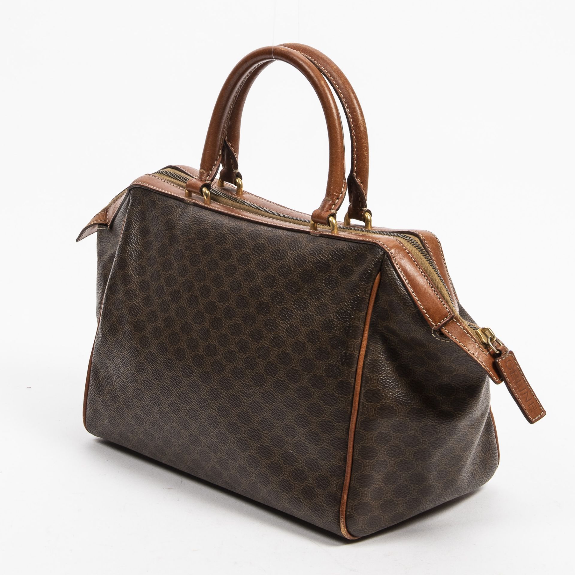 RRP £750 AB Brown Celine Vintage Small Boston Coated Canvas Macadam Coated Canvas 28*20*16cm 28*20*1 - Image 2 of 3