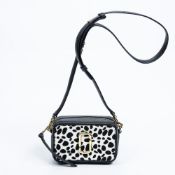 RRP £475 AA Black/White Marc Jacobs "Spring 2021 Collection" Softshot Calf Leather Leopard Print Pon