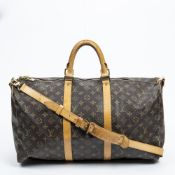 RRP £1,340.00 Lot To Contain 1 Louis Vuitton Coated Canvas Keepall Bandouliere Travel Bag In Brown -