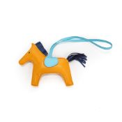 RRP £800  AA  Orange/Blue Hermès Milo horse  Lambskin Lambskin  12x9cm   12x9cm  EAG4016