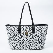 RRP £850 A Black/White MCM Loveless Dalmantian Large Shopping Tote Coated Canvas Visetos Coated Canv