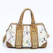 RRP £2760 AB White Louis Vuitton Ltd. Ed "Takashi Murakami Multicolore" Courtney Coated Canvas Multi