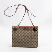 RRP £1,025.00 Lot To Contain 1 Gucci Canvas Eclipse Square Crossbody Shoulder Bag In Beige/Pink -