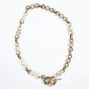 RRP £500 A Gold Celine Rhinestone Necklace Stainless Steel without Nickel Golden Brass Closed: 24cm