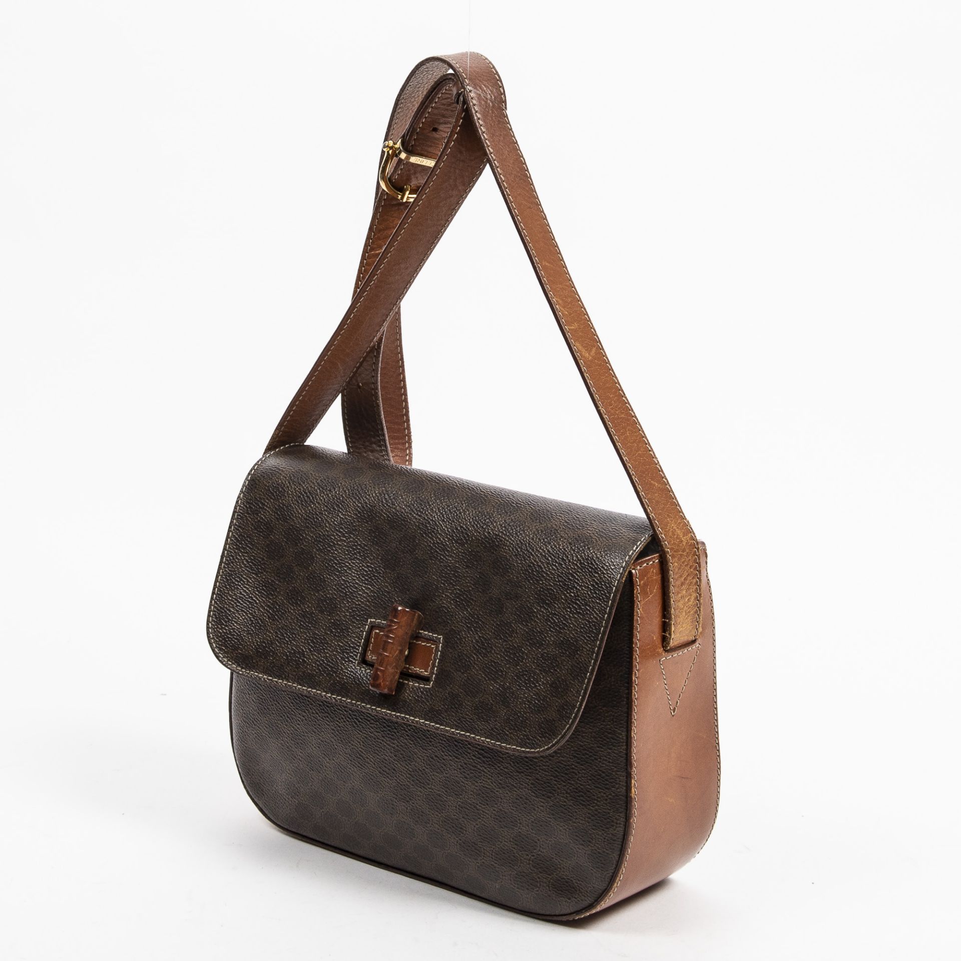 RRP £750 AB Brown Celine Vintage Small Crossbody Flap Coated Canvas Macadam Coated Canvas 21.5*17*6c - Image 2 of 3