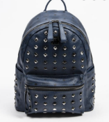 RRP £1750 AA Dark Blue MCM Stark Backpack Front Stud Calf Leather Visetos Leather 33*38*14,5cm 33*38