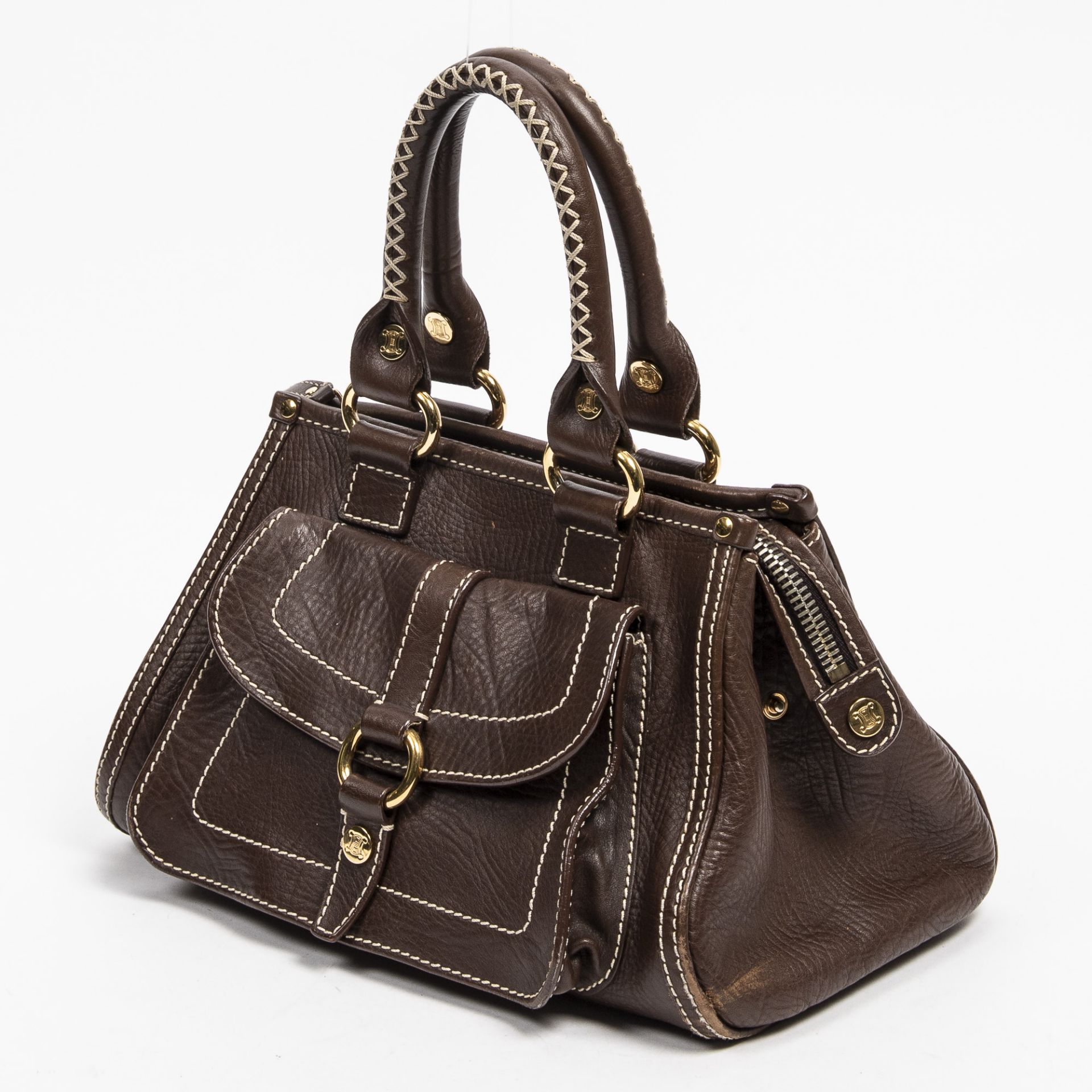 RRP £750 AB Brown Celine Front Pocket Zip Tote Calf Leather Grained Leather 30*18*16cm 30*18*16cm AA - Image 2 of 3
