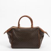 RRP £750 AB Brown Celine Vintage Small Boston Coated Canvas Macadam Coated Canvas 28*20*16cm 28*20*1