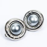 RRP £800 AB Silver Celine Round Earrings Stainless Steel Without Nickel Silver Brass Diameter: 3cm D
