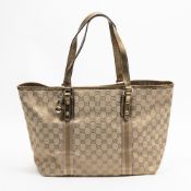 RRP £1,030.00 Lot To Contain 1 Gucci Canvas Jolicoeur Shoulder Bag In Beige/Gold/Pink - 31,5*26*16cm