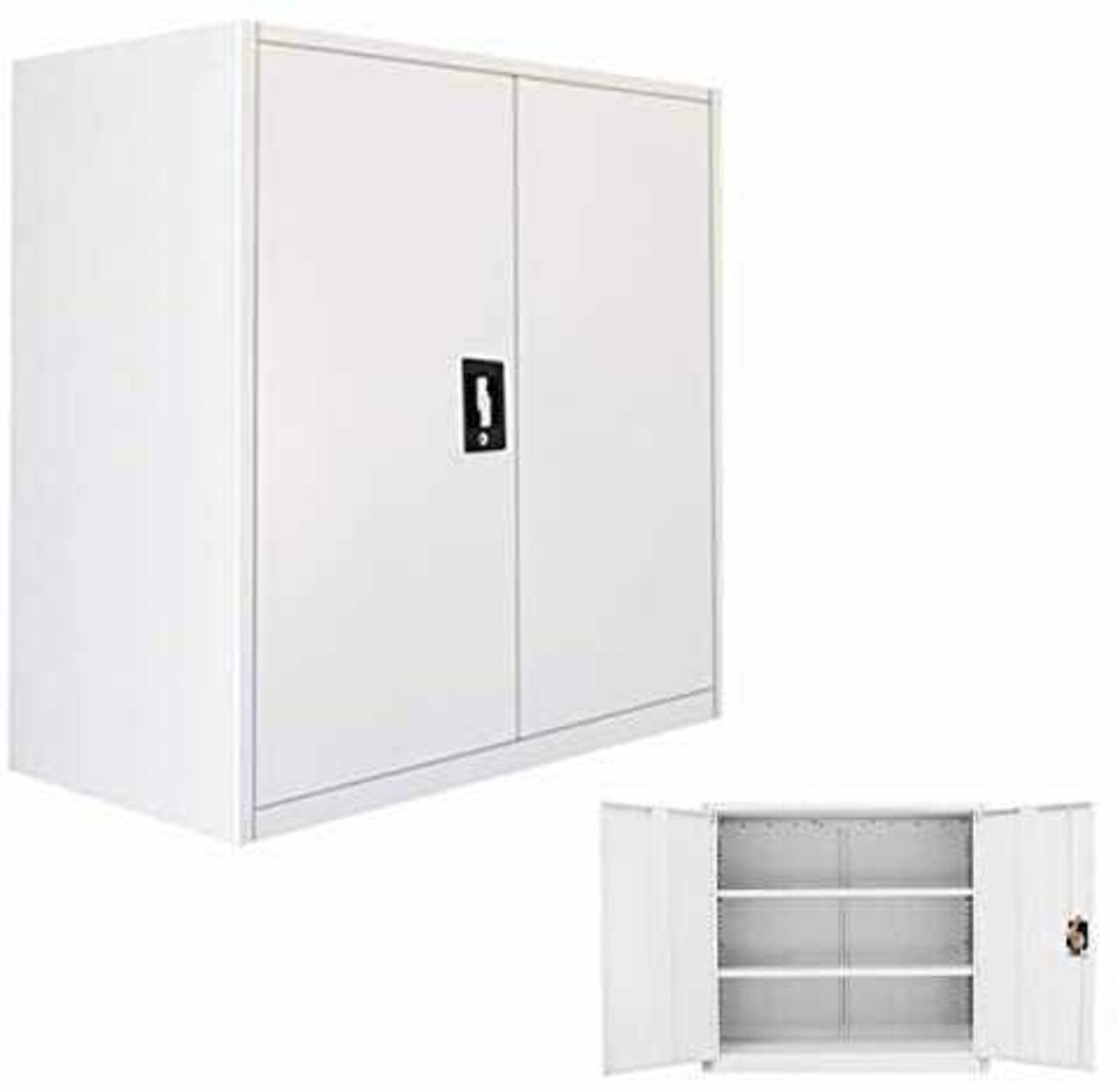 RRP £350 Boxed Bisley Metal Double Door Lockable Freestanding Cabinet
