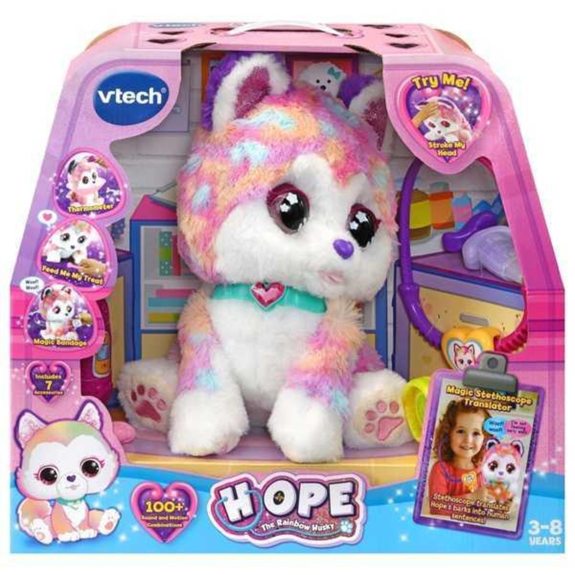 RRP £80 Boxed Vtech Hope The Rainbow Husky Interactive Toy