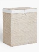 RRP £150 Boxed John Lewis & Partners White Rattan Double Laundry Basket(Sp)