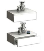 RRP £150 Boxed Wandschublade Blado-2X1 Weib Floating Shelves X2 (Sp)