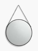 RRP £80 Boxed John Lewis & Partners Thin Aluminium Frame Round Hanging Mirror, 50Cm, Black(Sp)