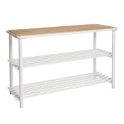 RRP £100 Boxed 3 Tier Wood And Metal Shoe Bench (01747015(Sp)