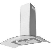 RRP £220 Boxed Curved Glass And Metal Cooker Hood