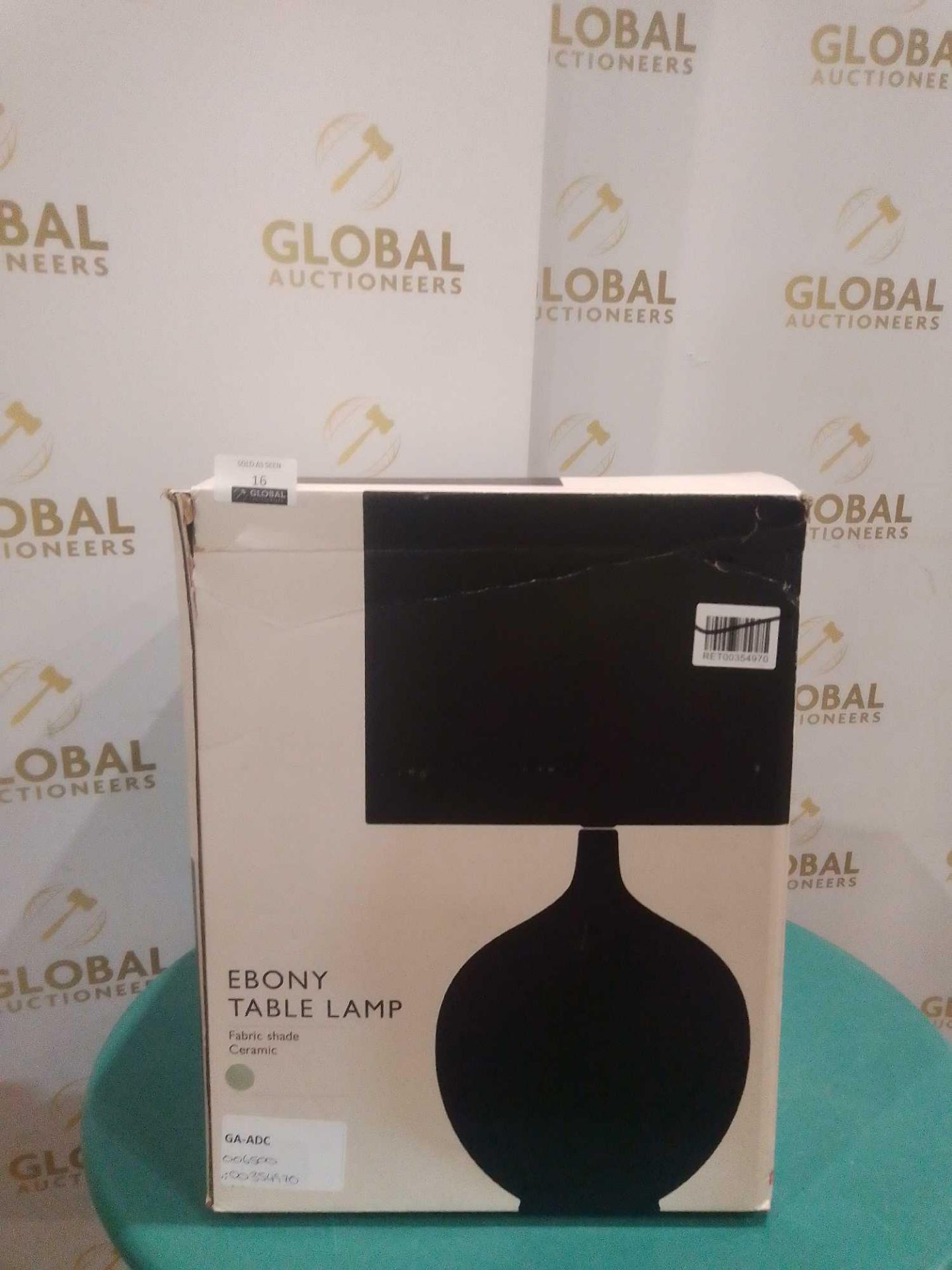 RRP £65 Boxed Ebony Table Lamp Fabric Shade/Ceramic - Image 2 of 2