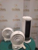 RRP £100 Lot To Contain 3 Items To Include Mini Tower Fan Heater, White Mini Fan Heater X2 (Sp)