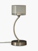 RRP £70 Boxed 53Cm Satin Silver Table Lamp