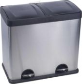 RRP £80 Boxed Urban Living Stainless Steel 2 Compartment Recycling Pedal Bin