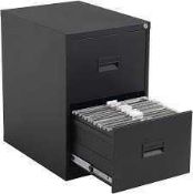 RRP £160 Boxed Talos Heavy Duty Steel Filing Cabinet, 40 Kg Drawer Tolerance, Black, 2